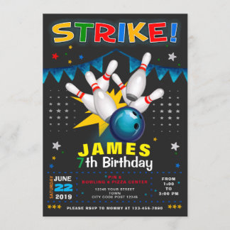 BOWLING PARTY BIRTHDAY INVITATION EINLADUNG