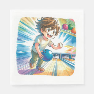 Bowling Party Boy's Anime Birthday Serviette
