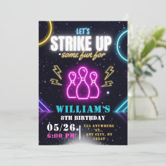 Bowling Party Einladung, Junge Bowling Geburtstag Einladung