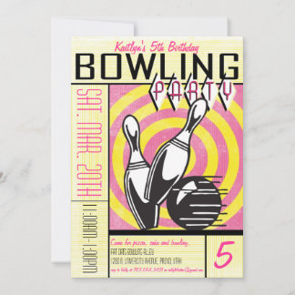 Bowling Party Einladung - Rosa
