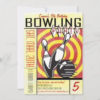 Bowling Party Einladung - Rot
