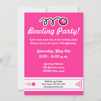 Bowling-Party Einladungen für Mädchen zum Geburtst