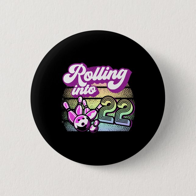 Bowling Party in 22 Bowling Geburtstag Button (Vorderseite)