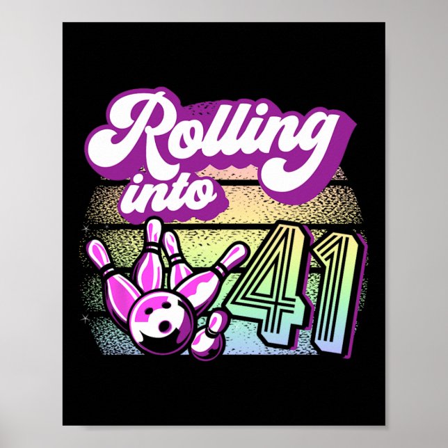 Bowling Party in 41 Bowling Geburtstag Poster (Vorne)