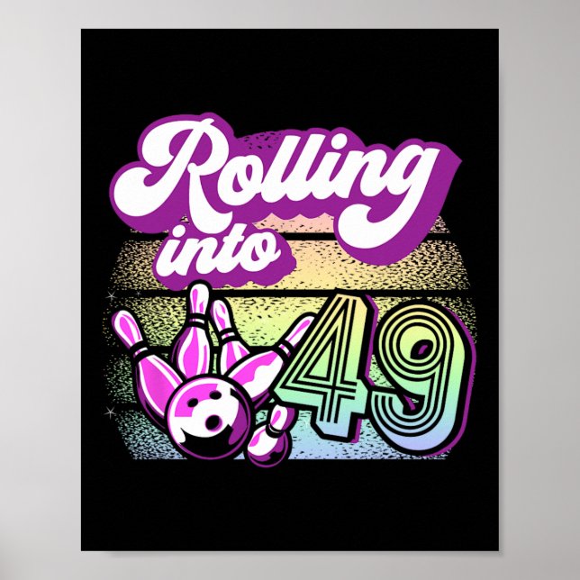 Bowling Party in 49 Bowling Geburtstag Poster (Vorne)