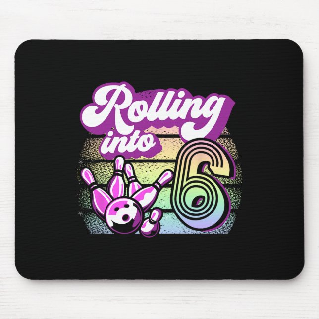 Bowling Party in 6 Bowling Geburtstag Mousepad (Vorne)