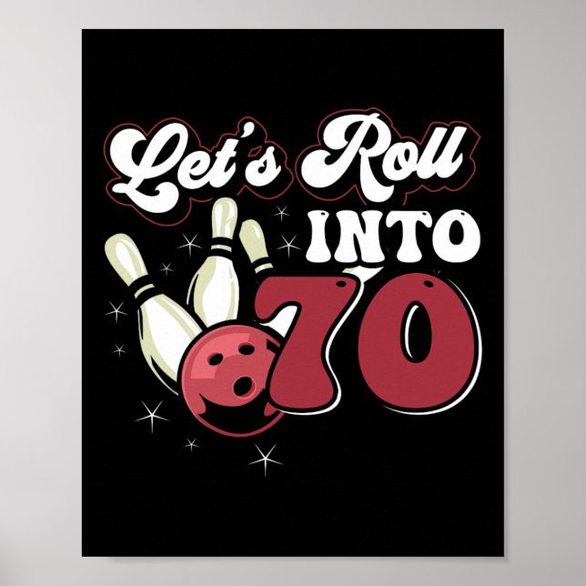 Bowling Party in 70 Bowling Geburtstag Poster (Vorne)