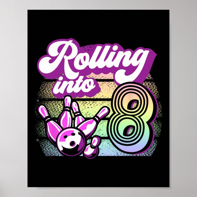 Bowling Party in 8 Bowling Geburtstag Poster (Vorne)