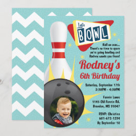 Bowling Party Retro Tenpin mit Foto Einladung