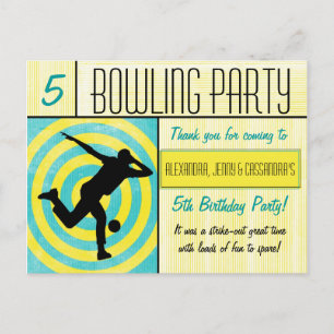 Bowling Party Vielen Dank Postcard - Mehrere Namen Postkarte