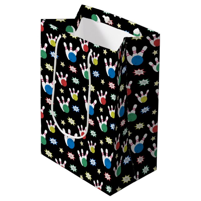 Bowling Pattern Mittlere Geschenktüte (Vorderseite Schrägansicht)