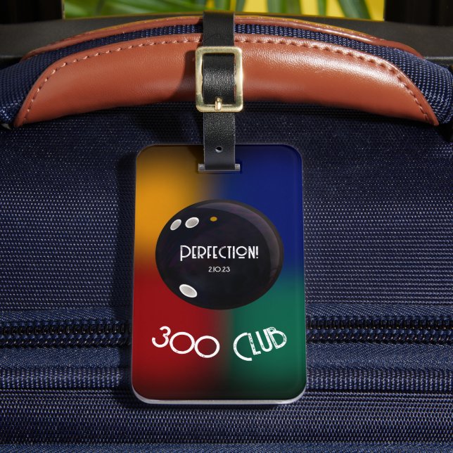 Bowling Perfection 300 Club Bowling Bag Tag Gepäckanhänger (Vorderseite Insitu 2)