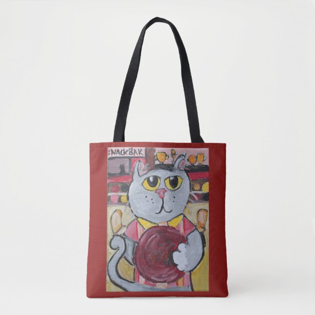 Bowling Pet Folk Art Fun Niedliche Sportmalerei Tasche (Vorderseite)
