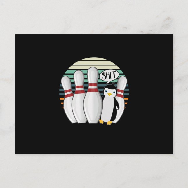 Bowling Pin Bowler Strike Spin Spare Penguin Gift Postkarte (Vorderseite)