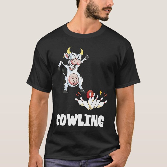 Bowling Pin Cow Funny Bowling Bowler Strike Bowlin T-Shirt (Vorderseite)