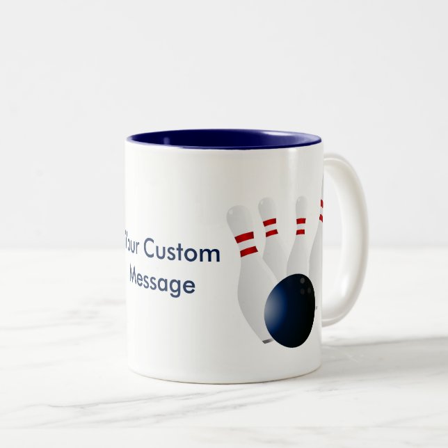 Bowling Pins 10 Pin Bowling Custom Zweifarbige Tasse (VorderseiteRechts)
