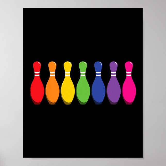 Bowling Pins Bowling Regenbogen Lgbt Pride  Poster (Vorne)