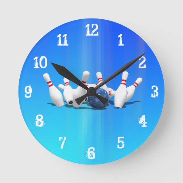 Bowling Pins: Wall Clock Runde Wanduhr (Vorderseite)