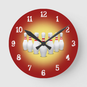 Bowling Pins: Wanduhr