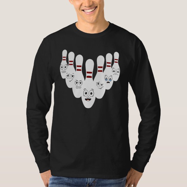 Bowling Pins With Hilarious Expressions Bowling T-Shirt (Vorderseite)