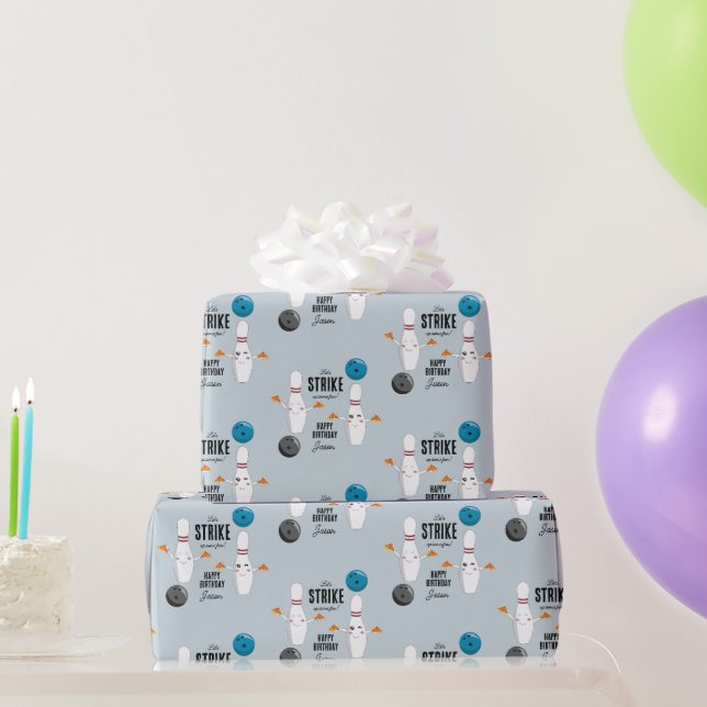 Bowling Pizza macht Spaß Kindergeburtstag Geschenkpapier (Partygeschenke)