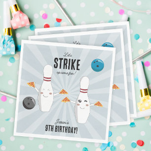 Bowling Pizza macht Spaß Kindergeburtstag Serviette
