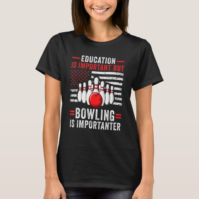 Bowling Player US Flag Bowler Team Bowling Lane T-Shirt (Vorderseite)