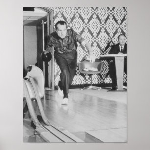 Bowling Präsidenten-Richard Nixon am Weißen Haus Poster