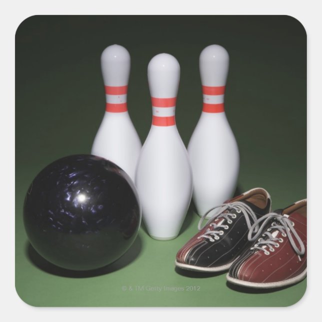 Bowling Quadratischer Aufkleber (Vorderseite)