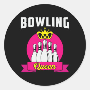 Bowling Queen Girl Princess Bowl Bowler Funny Gift Runder Aufkleber