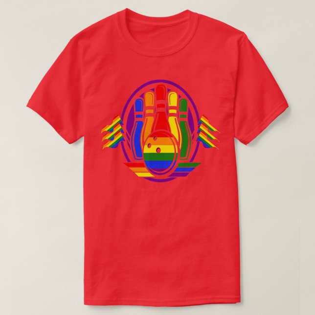 Bowling Rainbow Flag LGBQ Cooler Gay Pride Ally Eq T-Shirt (Design vorne)