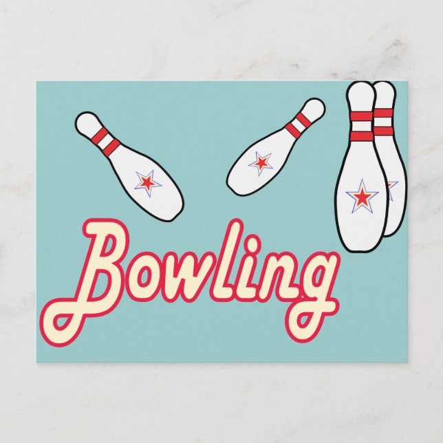 Bowling Retro Postkarte (Vorderseite)