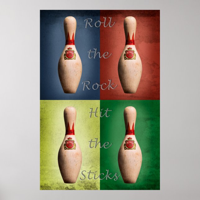 Bowling, Rolle den Felsen, Treffe die Stäbe Poster (Vorne)