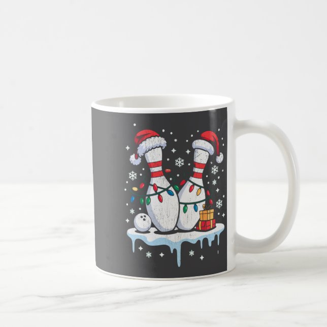 Bowling Santa Hat Funny Christmas Long Sleeve  Kaffeetasse (Rechts)
