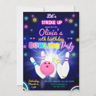 Bowling, schlage ein wenig Spaß, Geburtstagsmädche Einladung