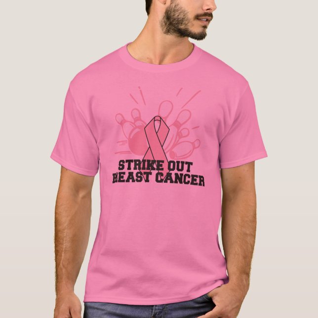 Bowling schlagen heraus Brustkrebs T-Shirt (Vorderseite)