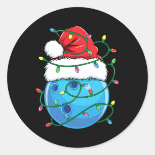 Bowling-Shirt mit Weihnachtsmannhut für Männer, Ju Runder Aufkleber
