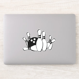 Bowling Silhouette WIth Bowling Buttone und Ball Aufkleber