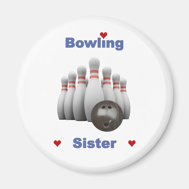 Bowling Sister Hearts Magnet (Vorne)