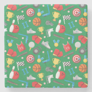 Bowling, Skaten, Bogenschießen, Basketball, Boxspa Steinuntersetzer