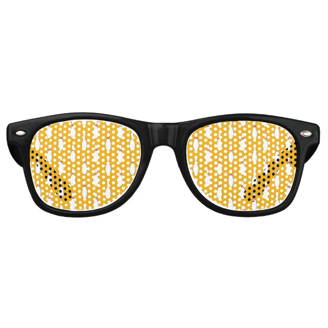 Bowling Skittle Pattern Partybrille (Vorderseite)