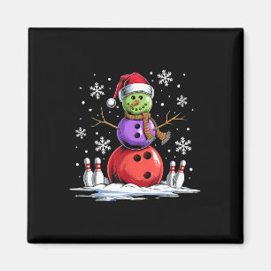 Bowling Snowman Bowling Player Weihnachtsmannmütze Magnet