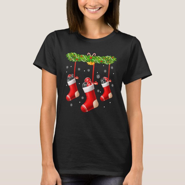 Bowling Socks Christmas Tree Pajama Matching Famil T-Shirt (Vorderseite)