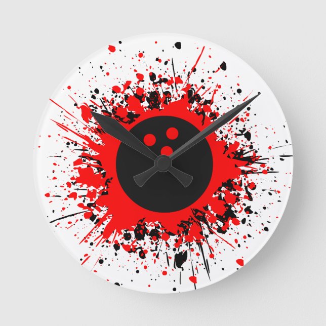 bowling splats runde wanduhr (Vorderseite)