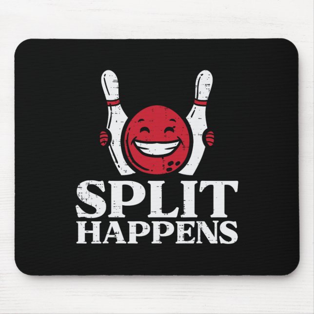 Bowling Split Happens Funny Spaß Bowler Mannschaft Mousepad (Vorne)