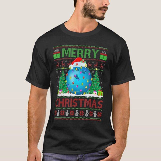 Bowling Sports Xmas Tree Ugly Santa Bowling Chris T-Shirt (Vorderseite)