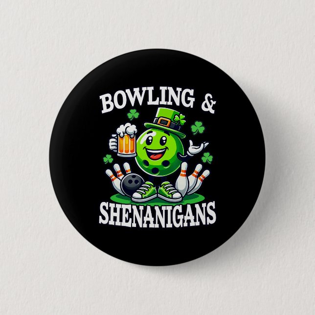 Bowling St. Patrick's Day Schabernack Bowling-Spie Button (Vorderseite)