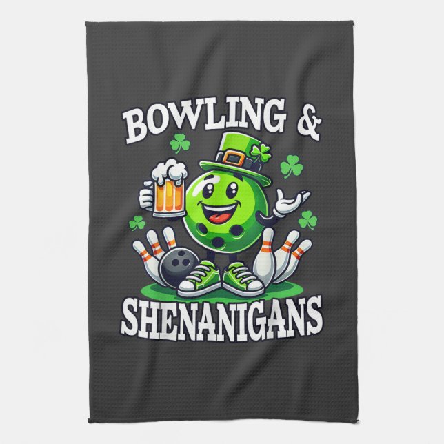 Bowling St. Patrick's Day Schabernack Geschirrtuch (Vertikal)