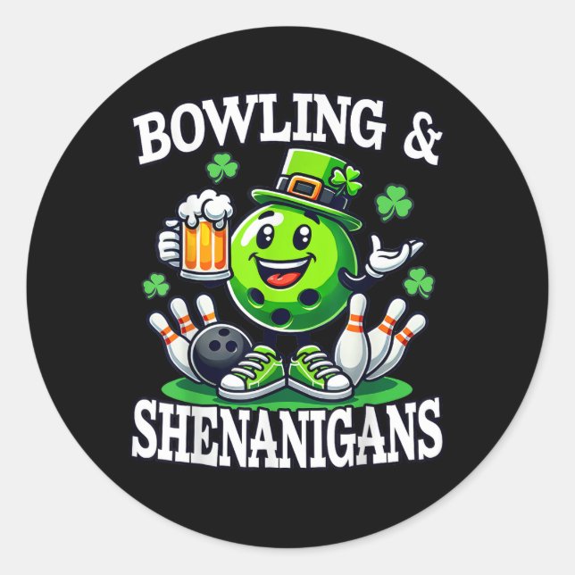 Bowling St. Patrick's Day Schabernack Runder Aufkleber (Vorderseite)