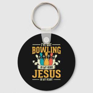 Bowling steckt in meinen Adern Jesus in meinem Her Schlüsselanhänger